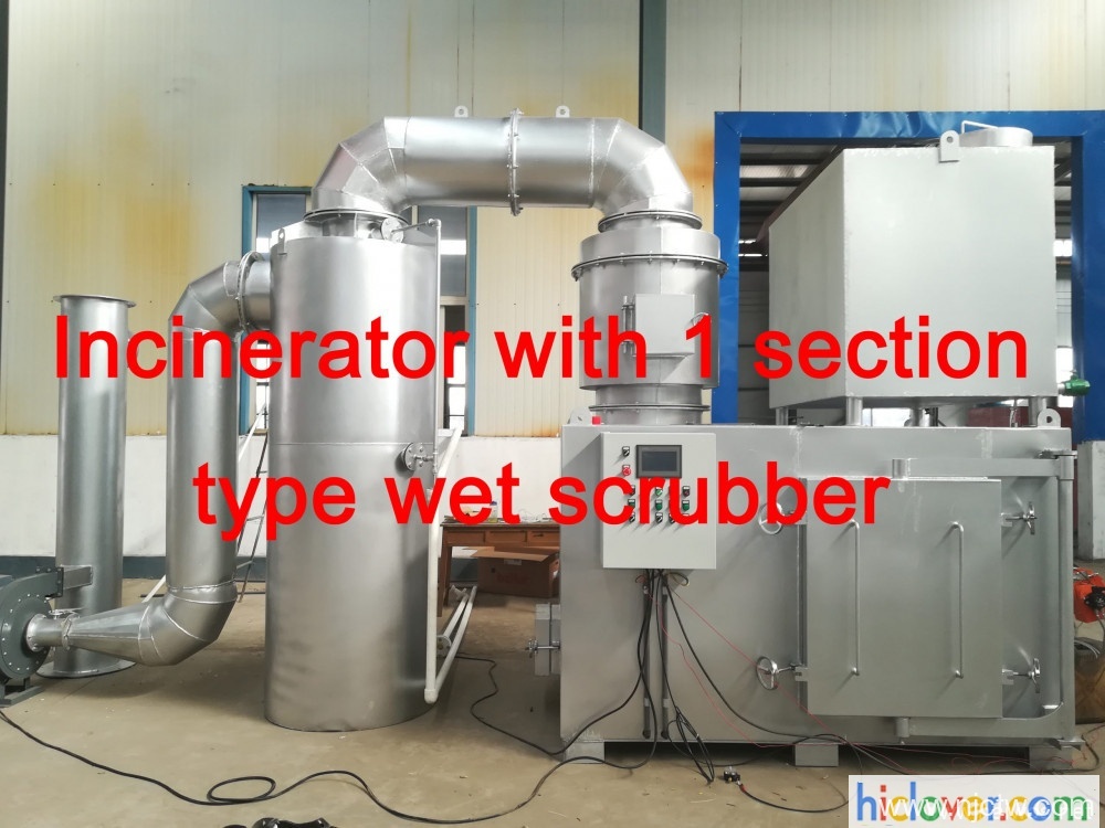 Incinerator with 1 or 3 area kind moist scrubber