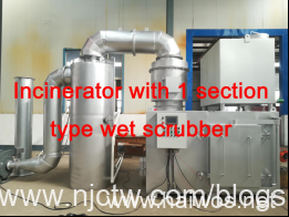 Wet scrubber for incinerators