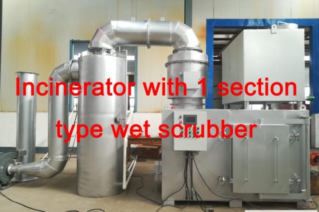 Incinerator with 1 or 3 area kind moist scrubber