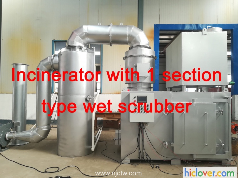 Incinerator with 1 or 3 area kind moist scrubber